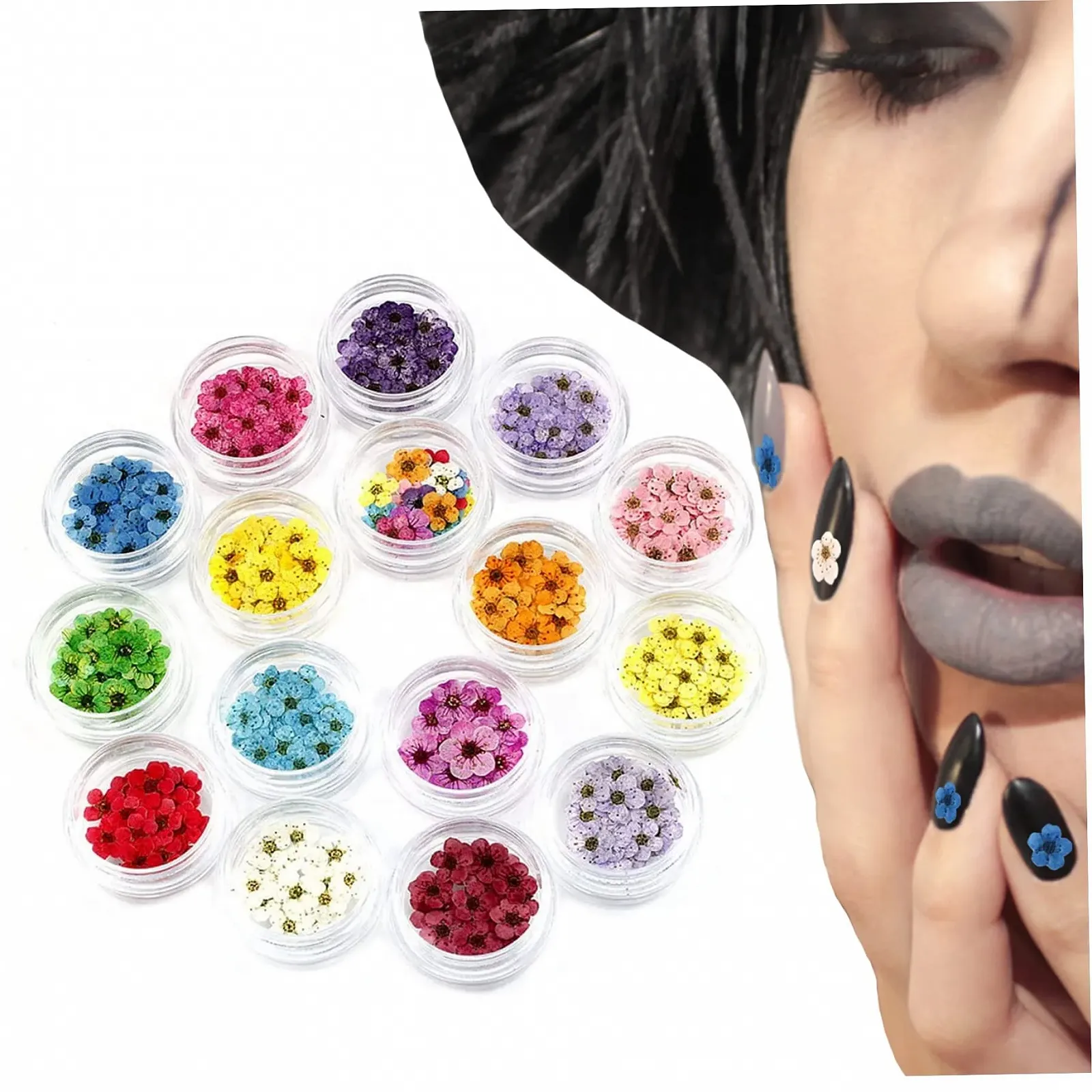 Сушені квіти для нігтів, сушені квіти з смоли, 16 штук, фото №3