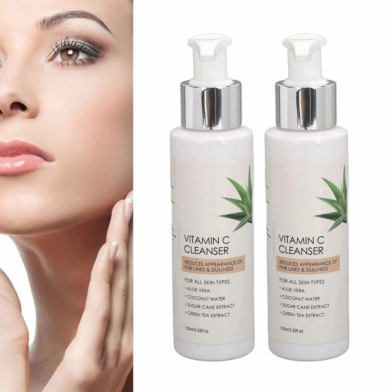 Очищувальний засіб для обличчя Вітамін C, 2 x 100 мл, пінний, зволожуючий, фото №2