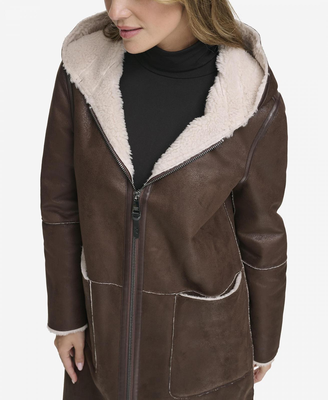 Пальто DKNY Довгий рукав на блискавці з штучним хутром, фото №2 Пальто DKNY Довгий рукав на блискавці з штучним хутром, фото №2