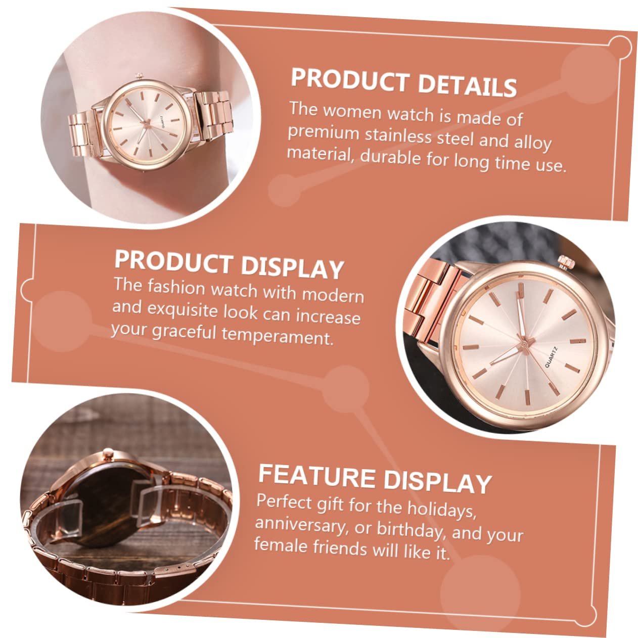 Жіночий наручний годинник OATIPHO, металевий браслет, дизайн, фото №3