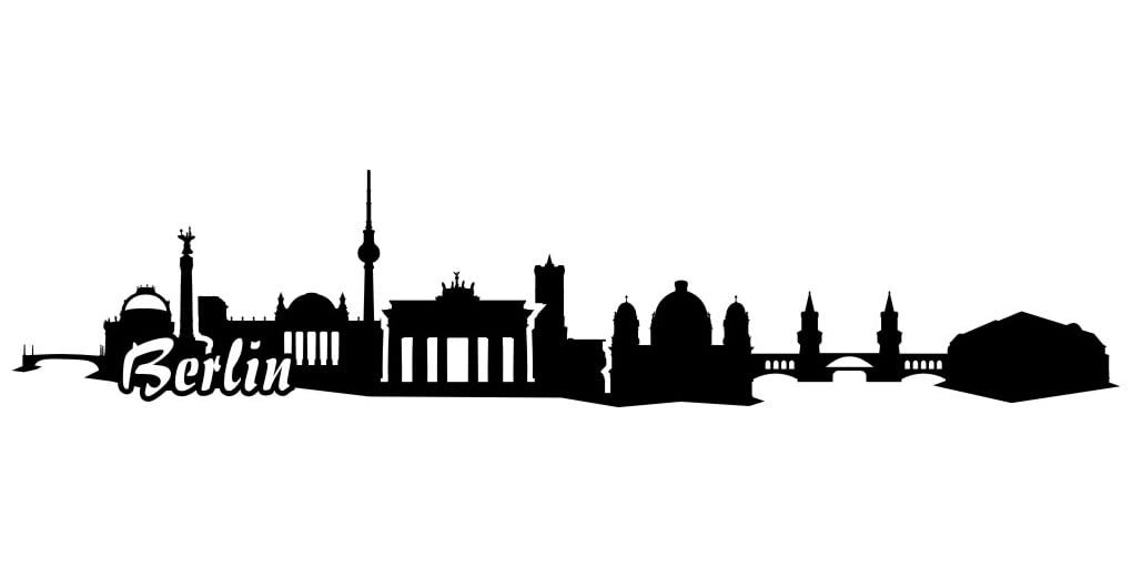 Наклейка на стіну Samunshi Berlin Skyline 30 x 6,4 см Чорний, фото №1