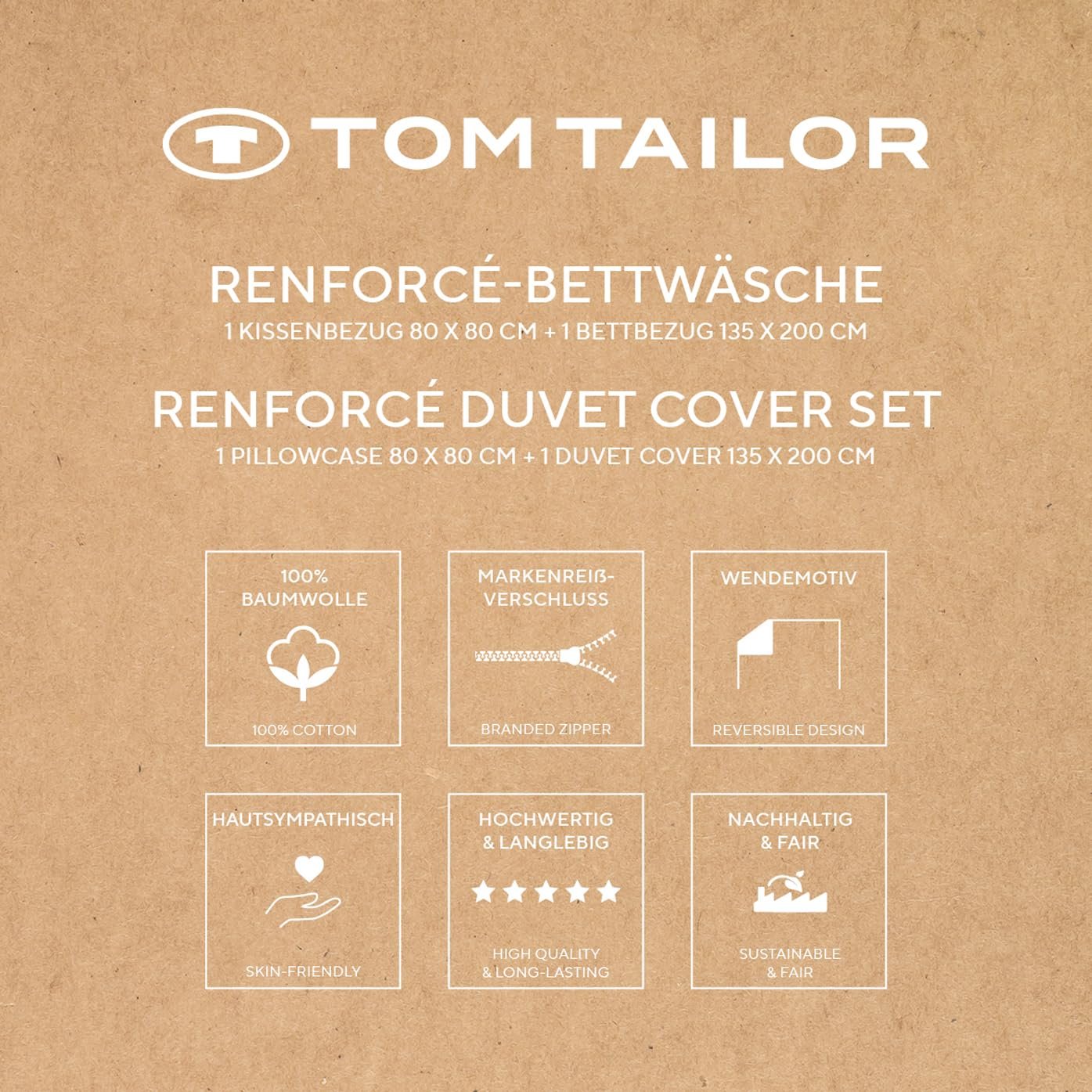 Постільна білизна Tom Tailor Renforcé, 80 x 80 см + 135 x 200 см, смужка, синій (темно-синій та холодний синій), фото №6