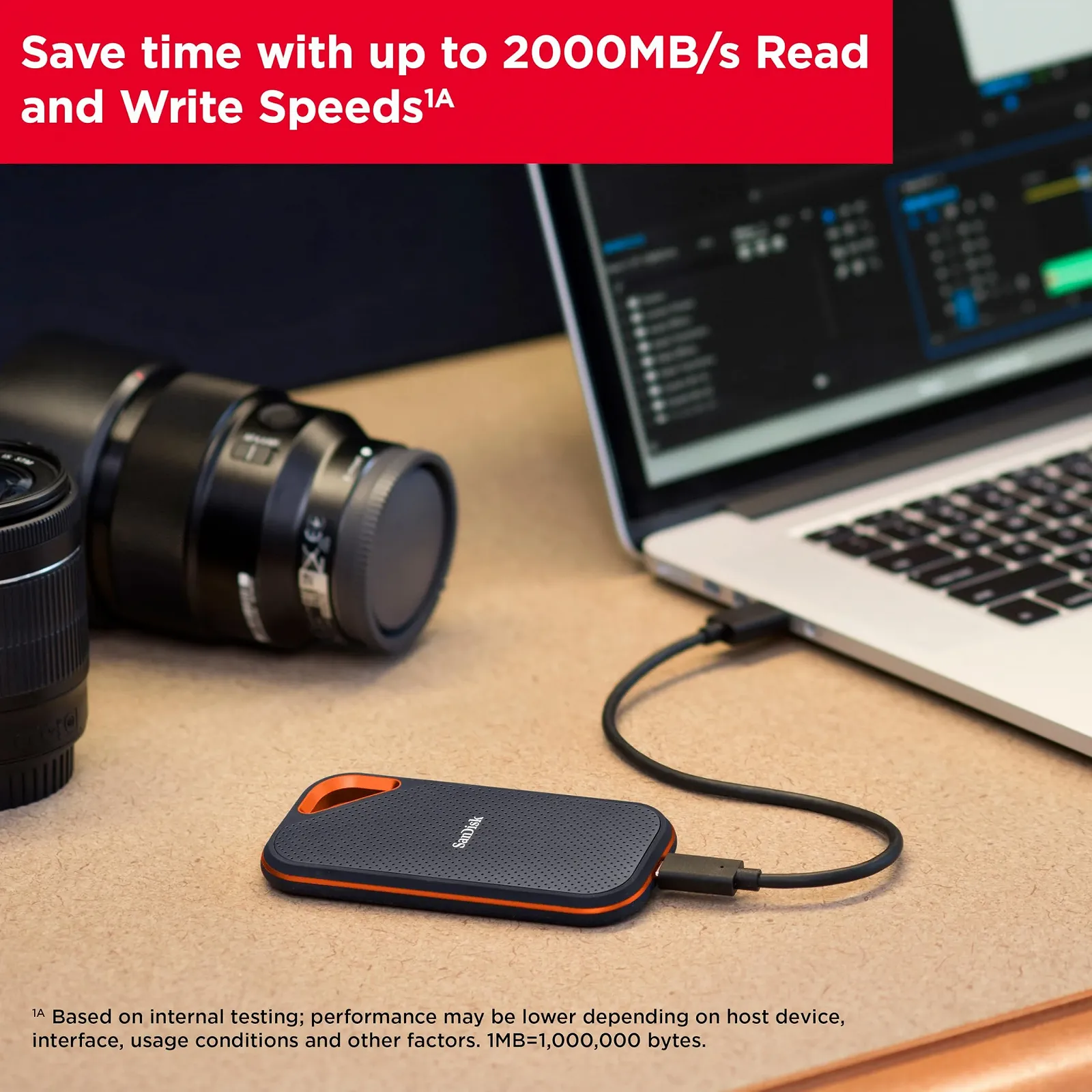 Зовнішній SSD-накопичувач SanDisk Extreme Portable Grey, фото №6 Зовнішній SSD-накопичувач SanDisk Extreme Portable Grey, фото №6