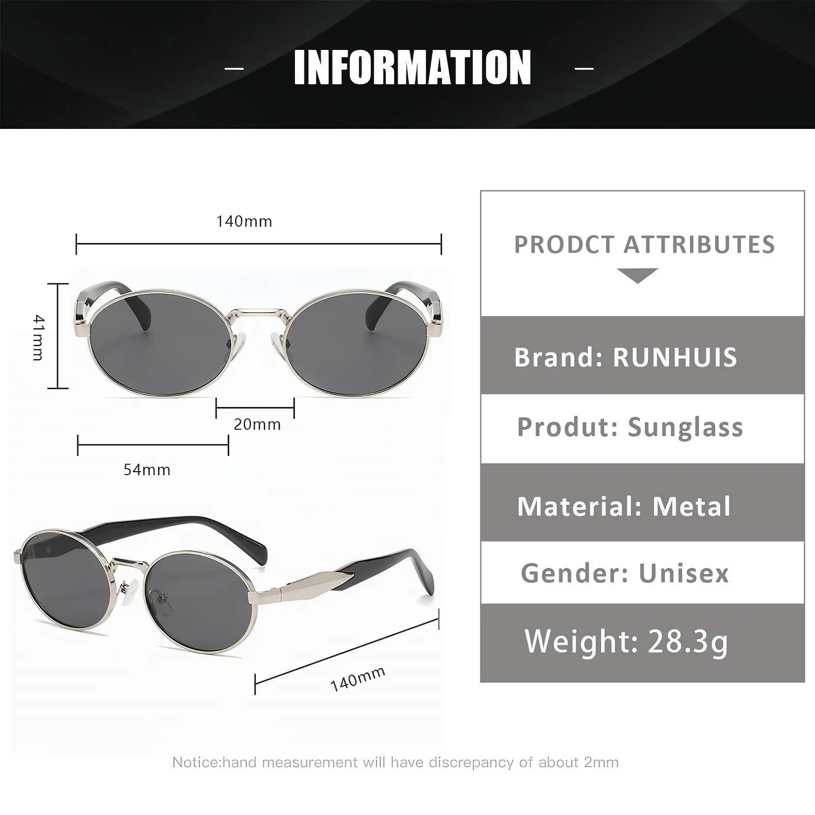 Вінтажні овальні сонцезахисні окуляри RUNHUIS для жінок і чоловіків, фото №3 Вінтажні овальні сонцезахисні окуляри RUNHUIS для жінок і чоловіків, фото №3