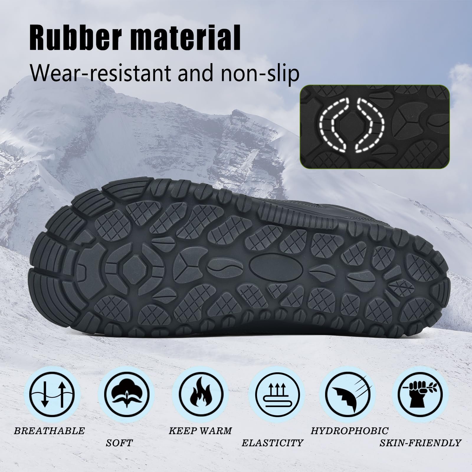 Зимние ботинки AONETIGER Barfußschuhe, утепленные, удобные, легкие, водонепроницаемые, для активного отдыха, хлопковые, размер 37-48EU, фото №4