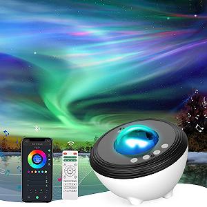 Проектор YunLone Galaxy Starry Sky LED Aurora со звуковой машиной, динамиком, пультом/приложением/голосовым управлением, 48 цветов - Фото 1