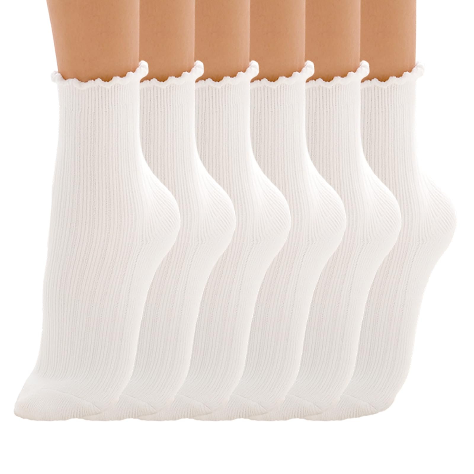 Носки с рюшами женские, 10 пар, Белый, 36-42, фото №1