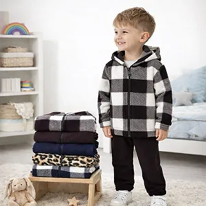Теплий костюм клітинка фліс дитячий від 98 до 158 см флісовий костюм у клітинку для хлопчиків та дівчат - Фото 1