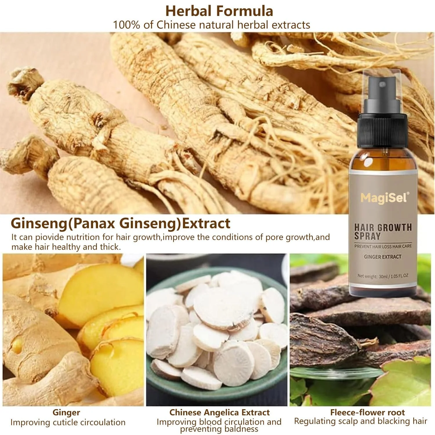 Сироватка для росту волосся Імбир Екстракт імбиру 30 мл, фото №3