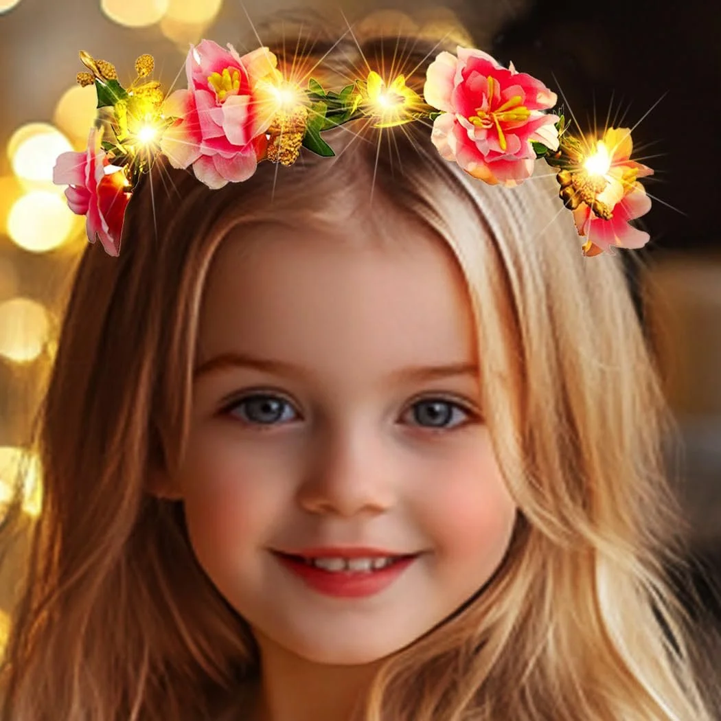 Вінок для волосся Zoestar з квітами, що світяться, фото №4