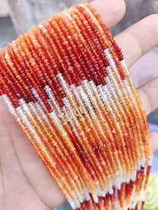 Натуральний мексиканський вогненний опал, круглі грановані намистини 2.5-3 мм, нитка довжиною 33 см, каміння для намиста та браслета synthetic.ua - Фото 1