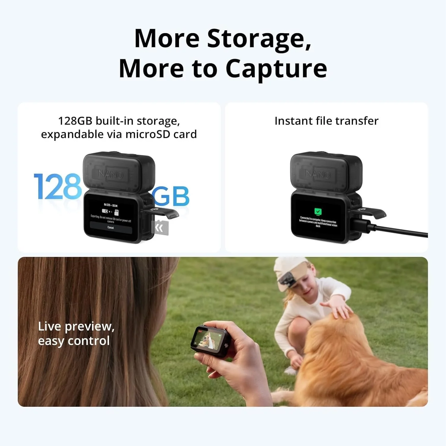 Экшн-камера DJI Osmo Nano Standard Combo 128GB / 35Мп / 4К / 240fps / Wi-Fi / Bluetooth / Водонепроницаемая до 10 м/ Черная (CP.OS.00000460.01), фото №2 Экшн-камера DJI Osmo Nano Standard Combo 128GB / 35Мп / 4К / 240fps / Wi-Fi / Bluetooth / Водонепроницаемая до 10 м/ Черная (CP.OS.00000460.01), фото №2