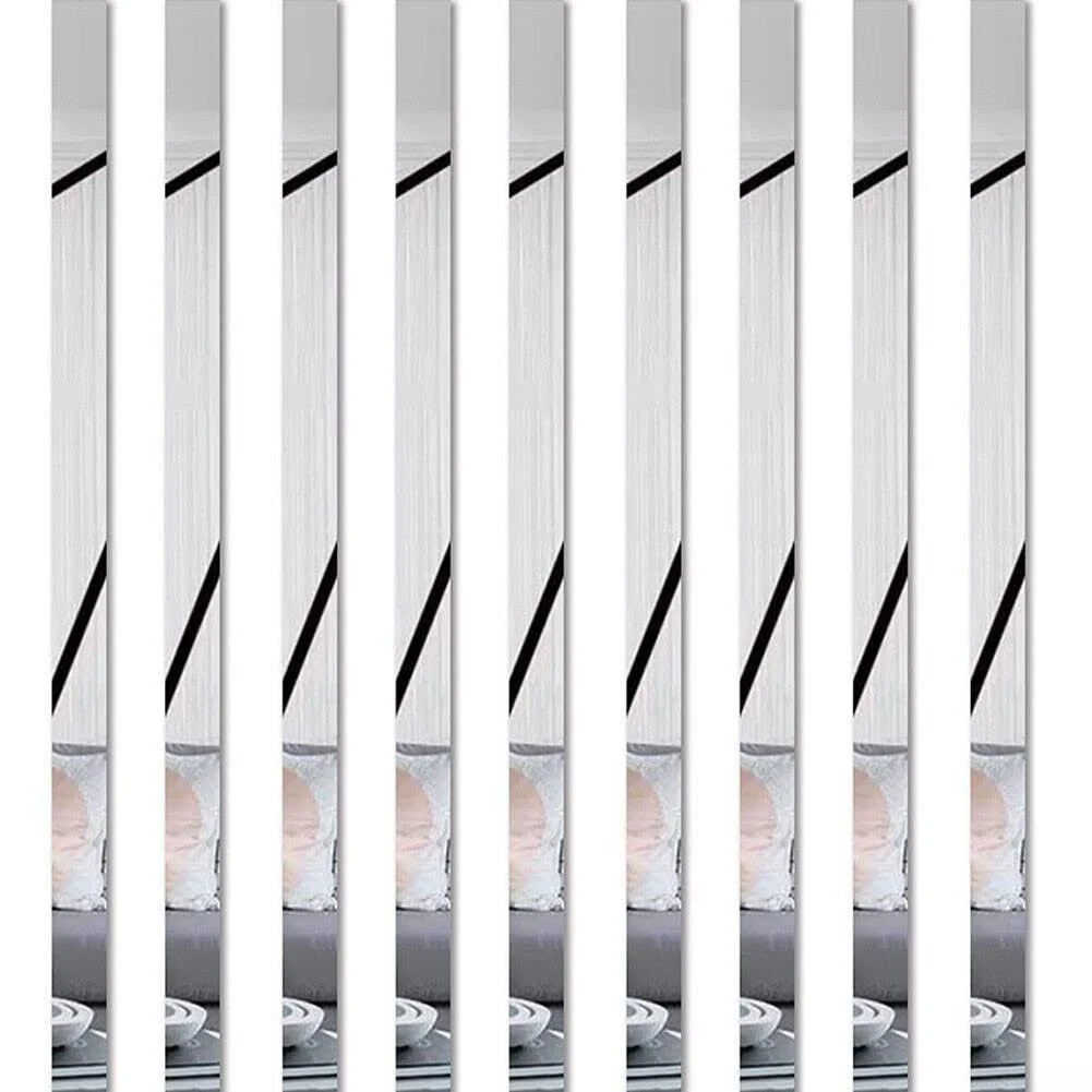 Дзеркальні наклейки на стіну Акрилова мозаїка 10 штук 5×50 см Сріблясті, фото №4 Дзеркальні наклейки на стіну Акрилова мозаїка 10 штук 5×50 см Сріблясті, фото №4