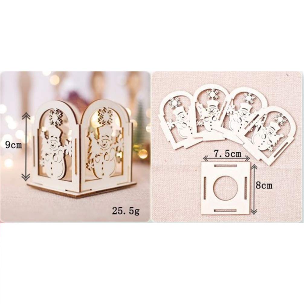 Подсвечник SOLUSTRE Christmas Tea Light Holder Деревянный Подсвечник Неокрашенный DIY Ремесла Роспись Полый Снеговик 2 Штуки Рождественский Декор, фото №2