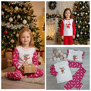 Новогодняя пижама для мальчиков и девочек от 74 до 104 см с начесом - Фото 1