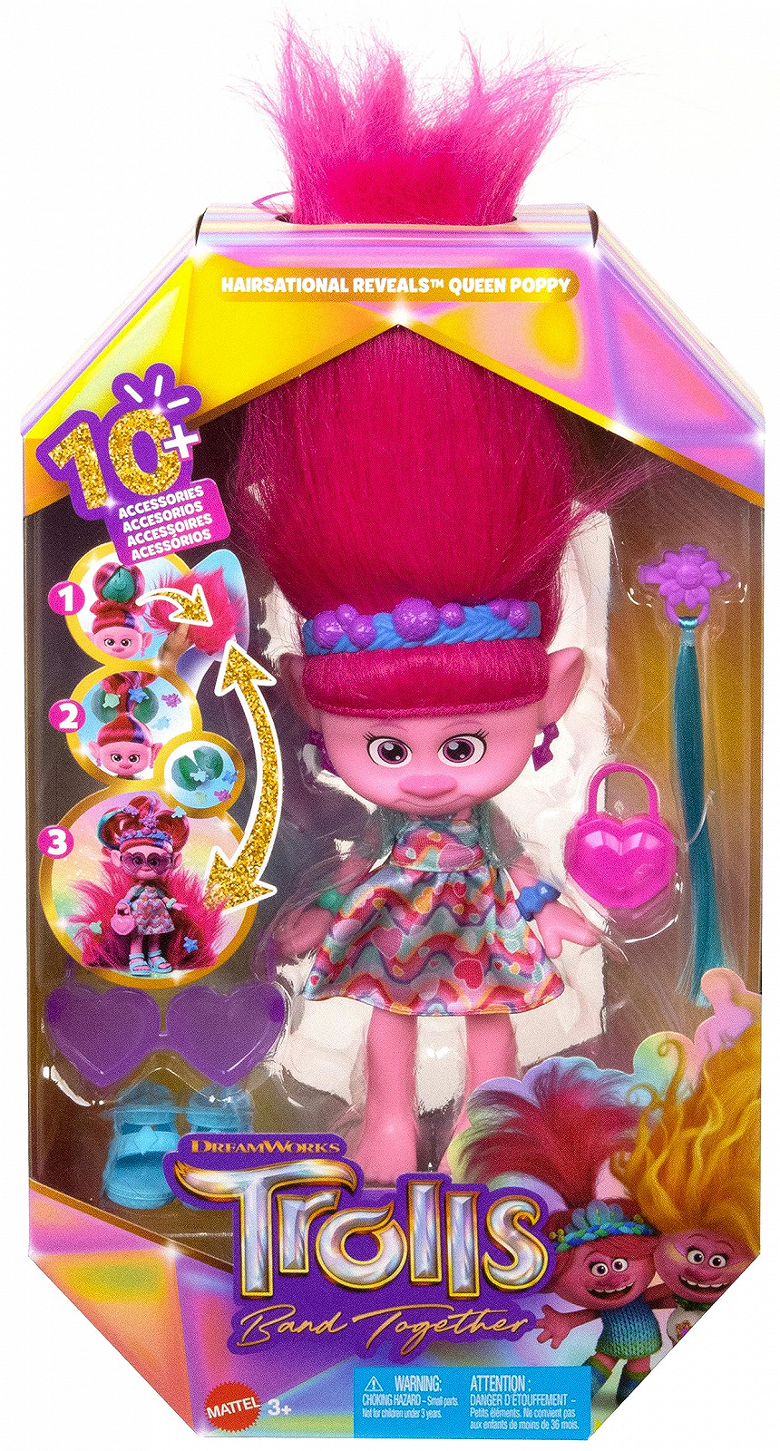 Лялька Mattel DreamWorks Trolls Together Stark Hairsational Queen Poppy, фото №6 Лялька Mattel DreamWorks Trolls Together Stark Hairsational Queen Poppy, фото №6