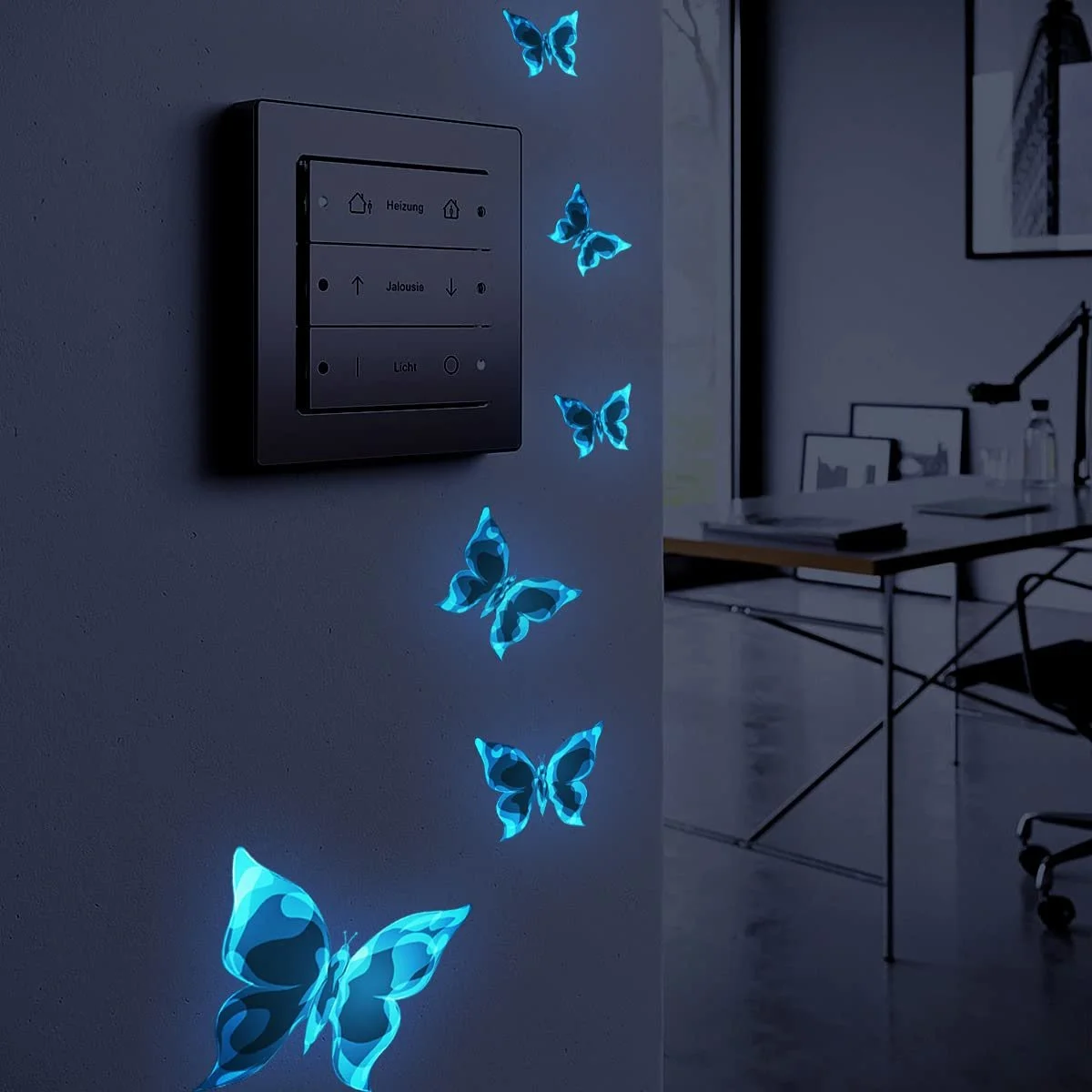 Наклейка на стену HGDESIGN Luminous Wall Sticker Blue Butterfly Version A Синяя, фото №1