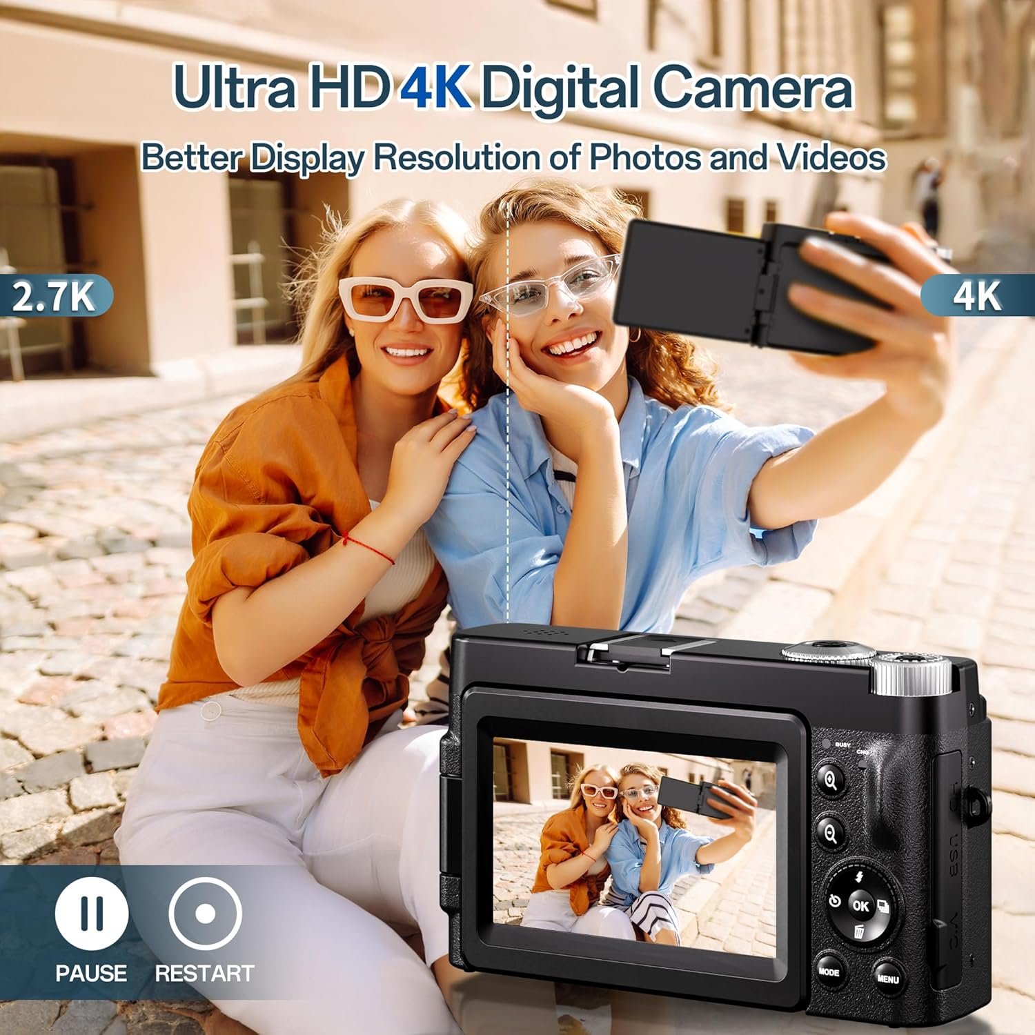 Цифрова камера IXNAIQY DC101-AF 48Мп / CMOS / 4K 30fps / 16Х зум / Wi-Fi / Чорний, фото №4