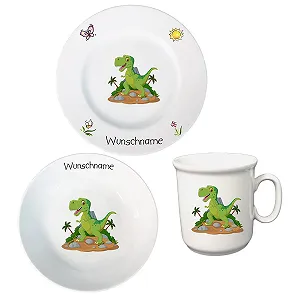 Детский набор посуды Персонализированный 3 предмета Фарфоровая - Фото 1