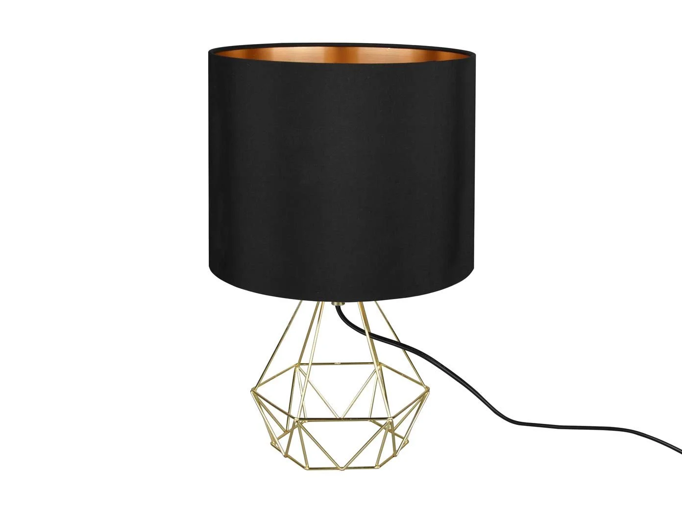 Настільна лампа LAUREA з сітчастим корпусом та тканинним абажуром Чорний Золотий, фото №1