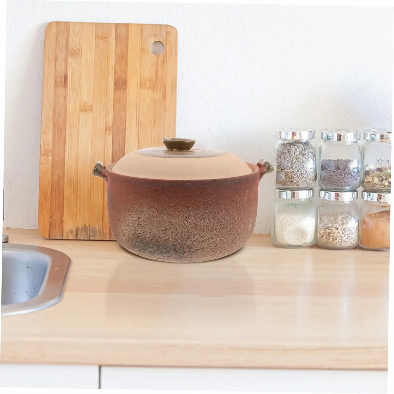 Кастрюля глиняная 2,5 л с ручкой для тушения, фото №6