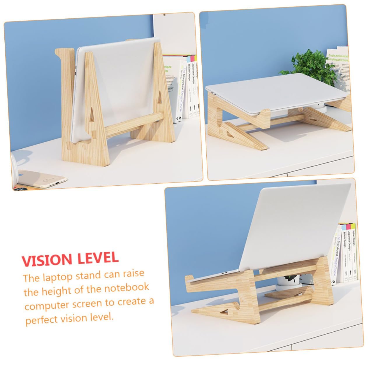 Подставка для ноутбука Sewroro Эргономичная Подставка для компьютера Настольный держатель для ноутбука с вентиляцией Нескользящая и стабильная для лучшей осанки, фото №5