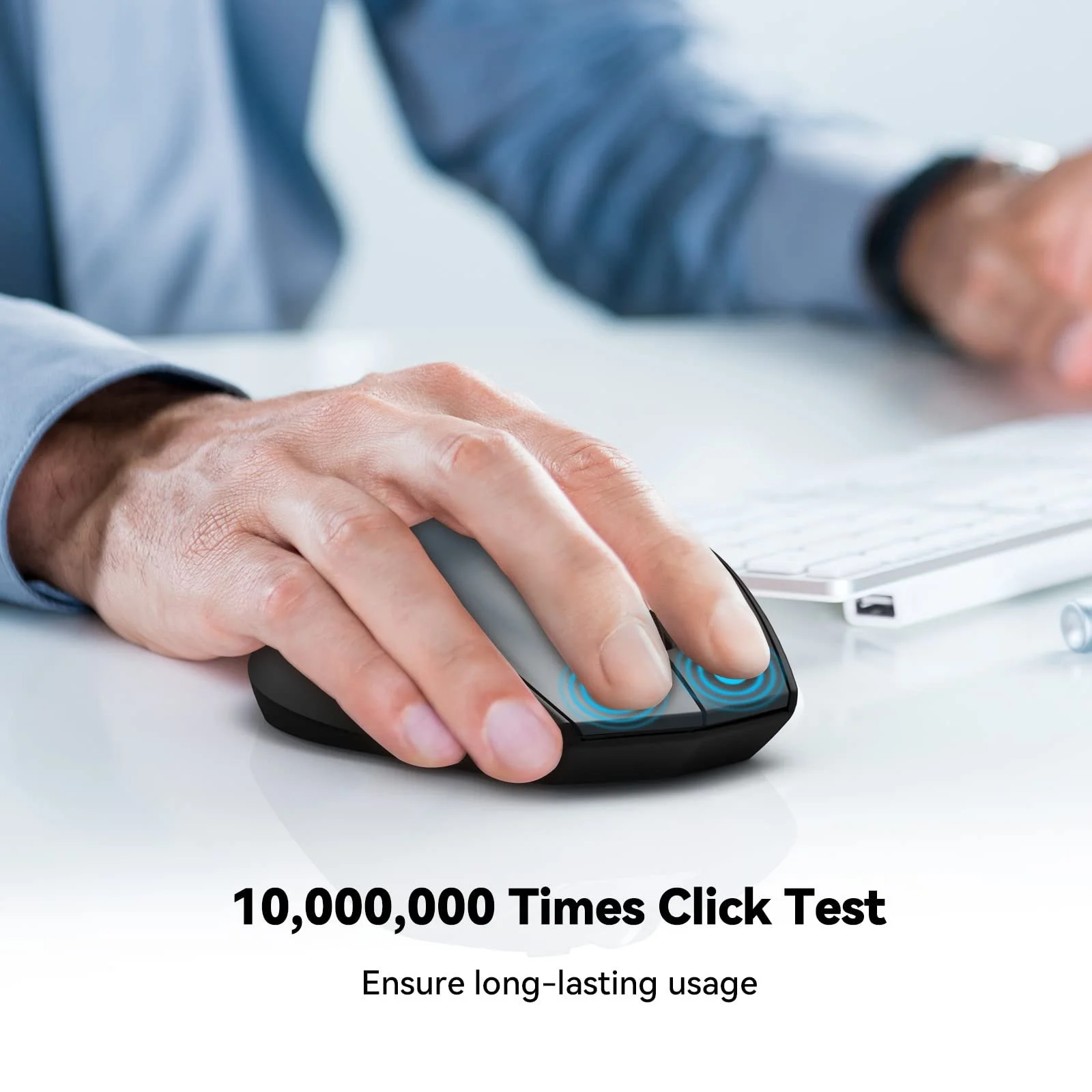 Миша Бездротова Bluetooth TECKNET 3200 DPI, 6 рівнів DPI, Ергономічна, Індикатор батареї, Сіра, фото №4