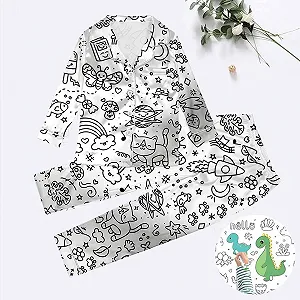 Детская пижама для раскрашивания Белый Мультяшный принт synthetic.ua - Фото 1