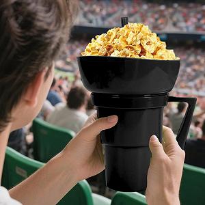 Кружка 2-в-1 многоразового использования для снеков и напитков с соломинкой synthetic.ua - Фото 1