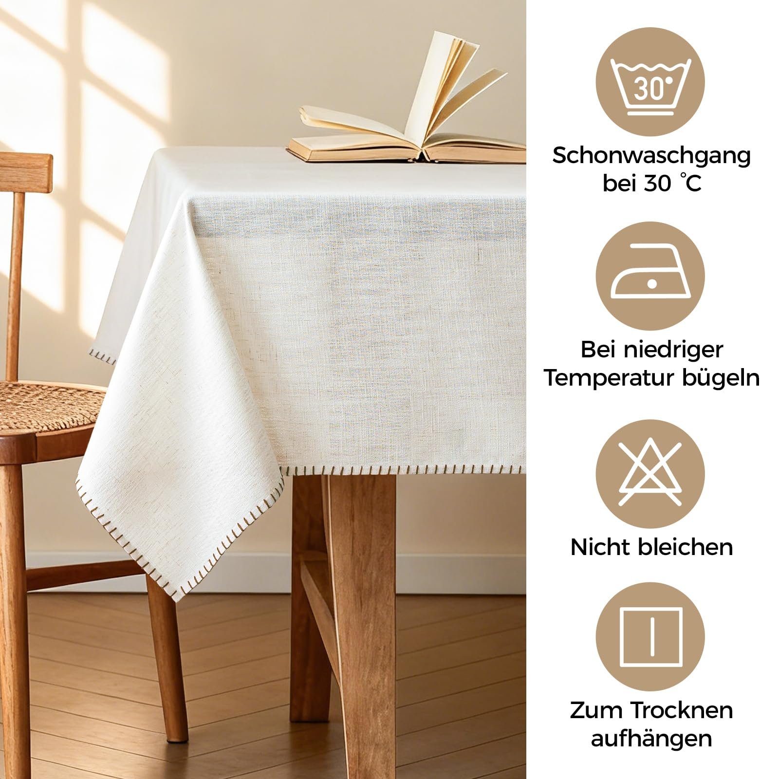 Скатертина Linen Look 140 x 240 см Коричнева, фото №7