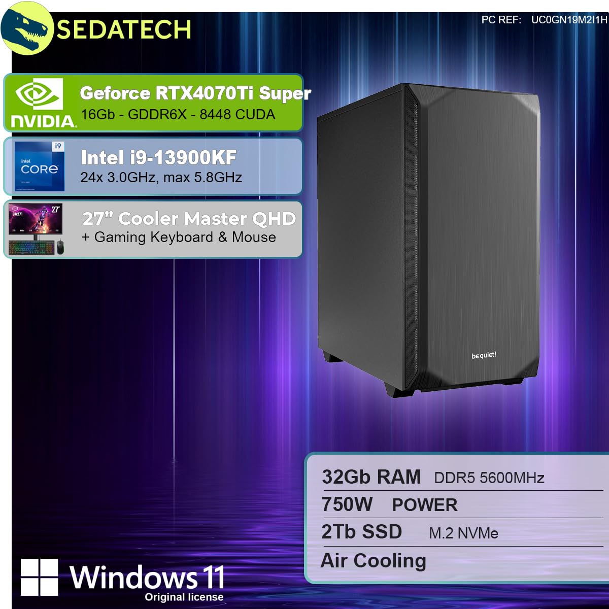 Комплект ПК Sedatech Silent Gaming i9-13900KF RTX4070Ti Super 32GB DDR5 2TB SSD M.2 Windows 11 Монітор 27 дюймів, фото №2 Комплект ПК Sedatech Silent Gaming i9-13900KF RTX4070Ti Super 32GB DDR5 2TB SSD M.2 Windows 11 Монітор 27 дюймів, фото №2