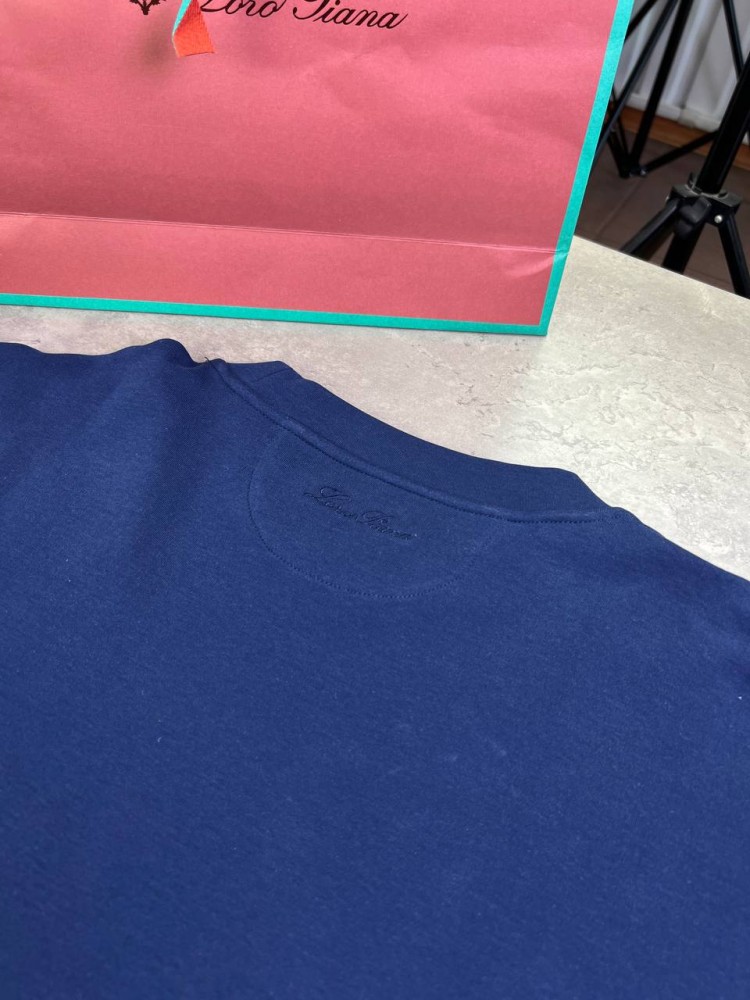 Футболка Loro Piana classic dark синя f664, фото №6