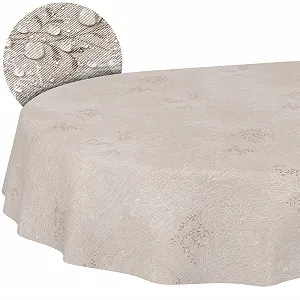 Скатертина Japondi тканинна овальна бежева 180 x 140 см - Фото 1