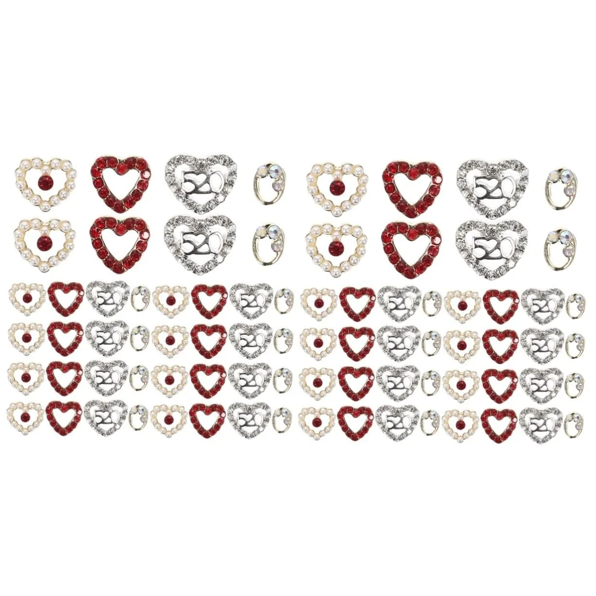 Украшения для ногтей Сердечки FRCOLOR 80 шт. Аксессуары для маникюра для дизайна ногтей ко Дню Святого Валентина, фото №1