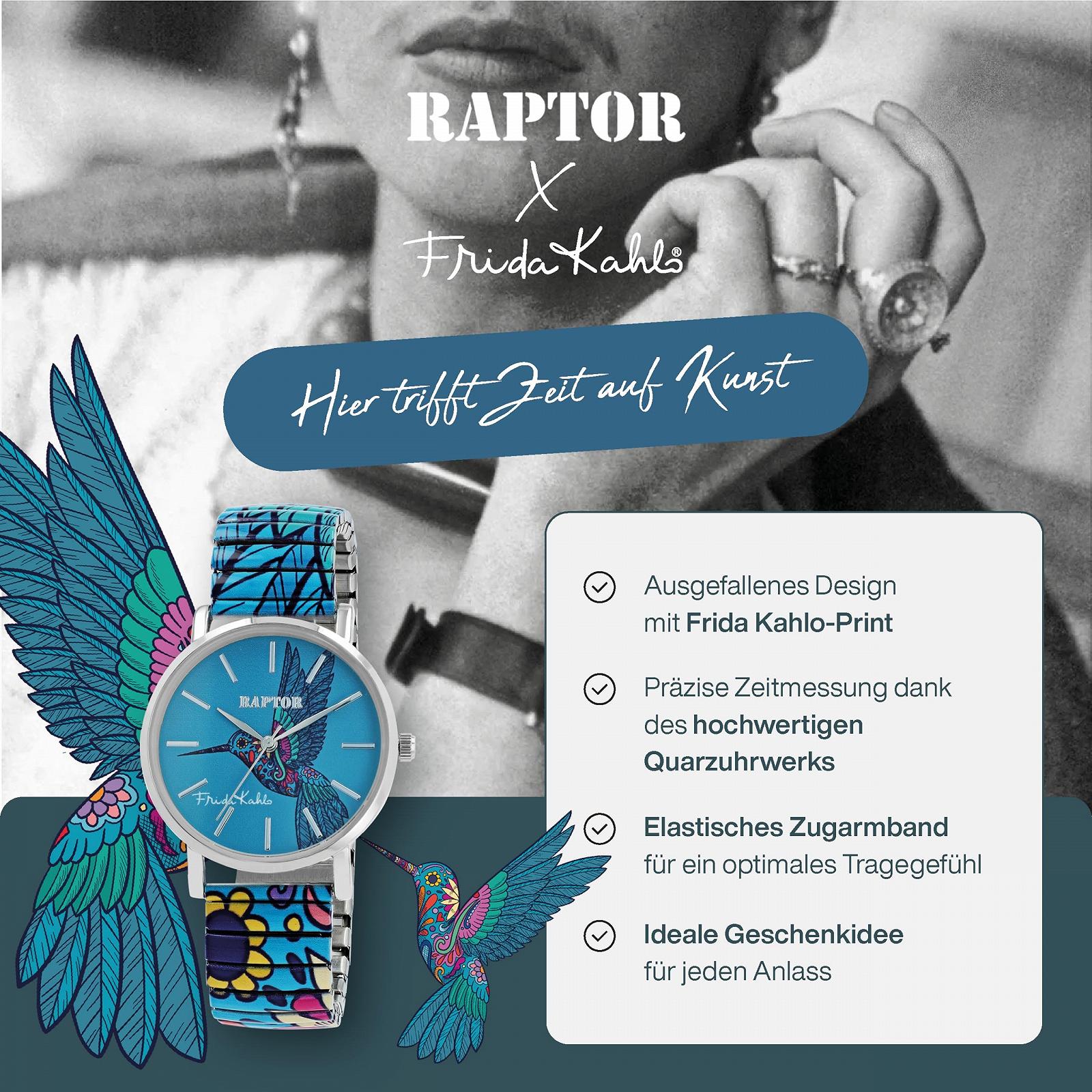 Часы Raptor Женские Frida Kahlo Edition с браслетом, высококачественные часы из нержавеющей стали, фото №2