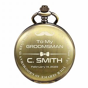 Карманные часы TREEWETO Personalised для шаферов Best Man с индивидуальной гравировкой - Фото 1