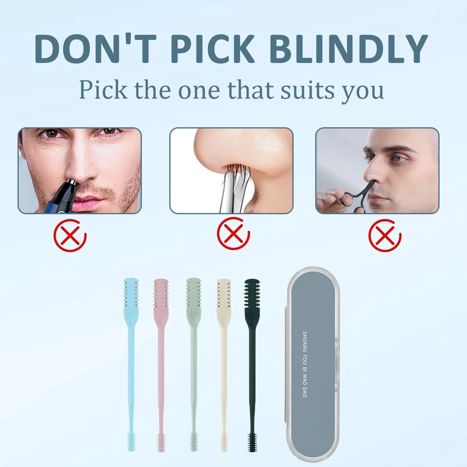 Тример Double Sided Nose Hair Knife Nostril Hair Remover Tool 360° Portable Manual, фото №4