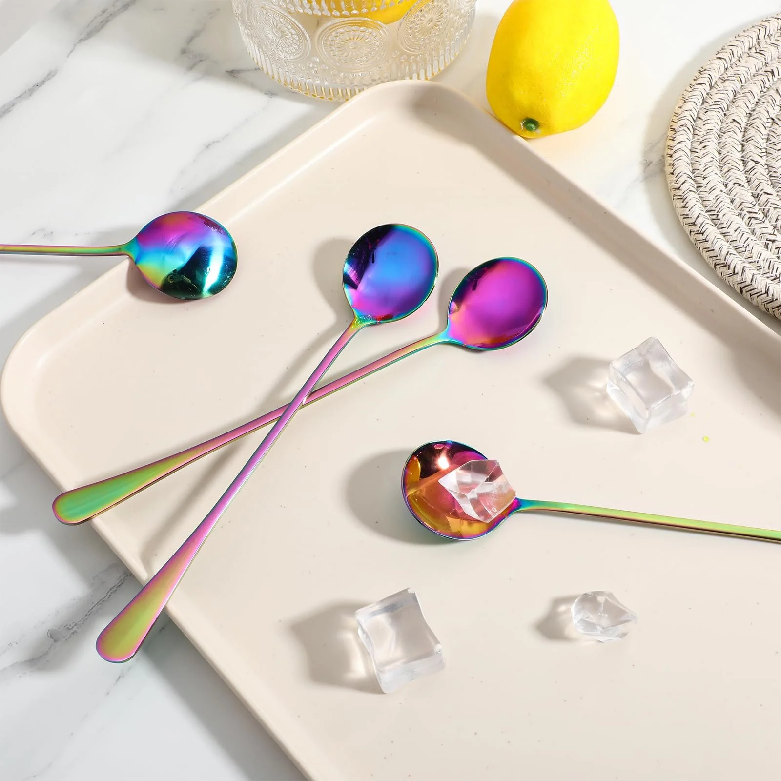 Набір з 4 кавових ложок з нержавіючої сталі, десертні, фото №7