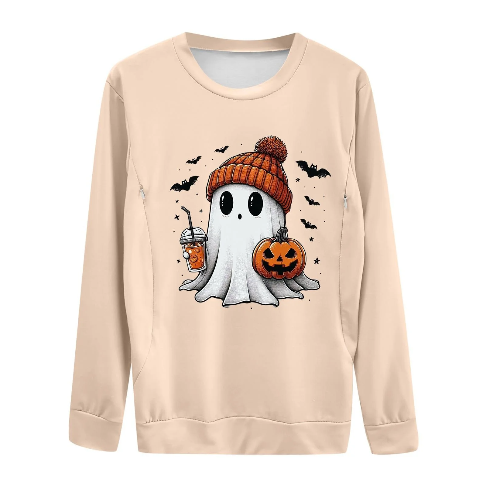 Женская Толстовка на Хэллоуин для Кормления Грудью Повседневная на Молнии Комфортный Теплый Флисовый Жакет, фото №2 Женская Толстовка на Хэллоуин для Кормления Грудью Повседневная на Молнии Комфортный Теплый Флисовый Жакет, фото №2