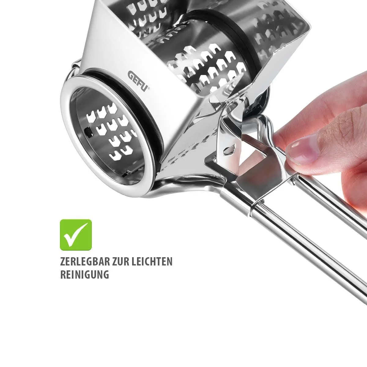 Терка GEFU Queso для сиру, барабан для натирання сиру, горіхів і шоколаду, фото №5