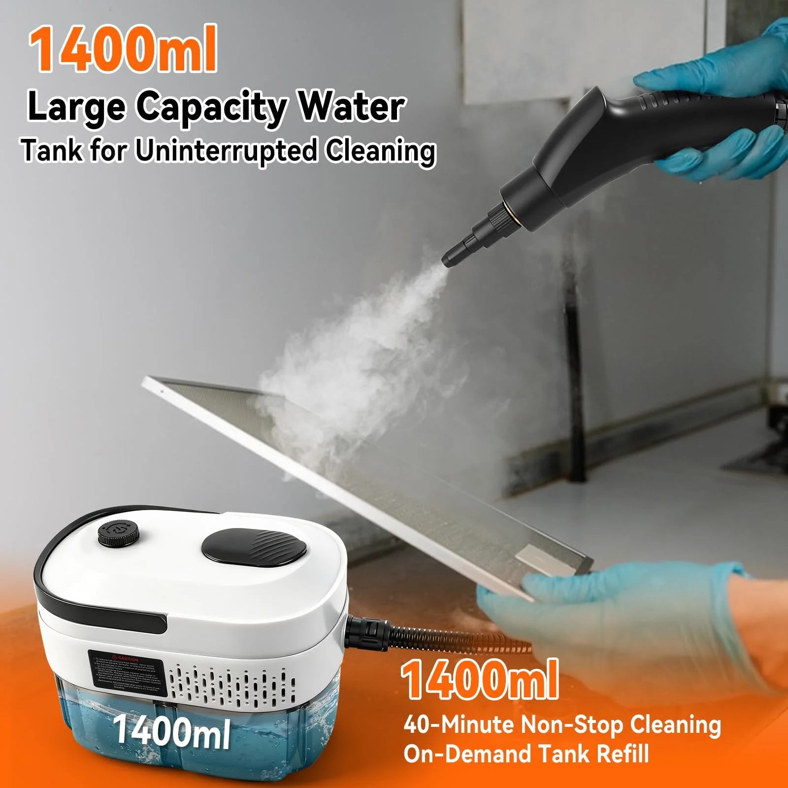 Пароочисник ручний 2500 Вт 1.6 л 3 рівні регулювання портативний, фото №3