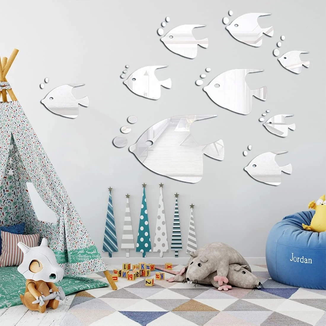 Наклейки на стіну Рибки 3D Mirror Effect 8 шт. золотисті, фото №4