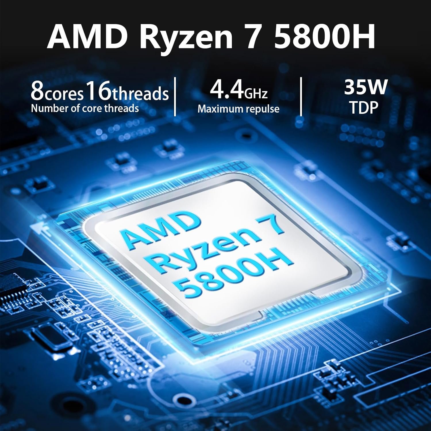 Мини ПК  Askhand MN56 / AMD Ryzen 7 5800H / RAM 16GB / SSD 512GB /  2 x HDMI / LAN / Wi-Fi 5 / Bluetooth 4.2 / Windows 11 Pro / Black, фото №3