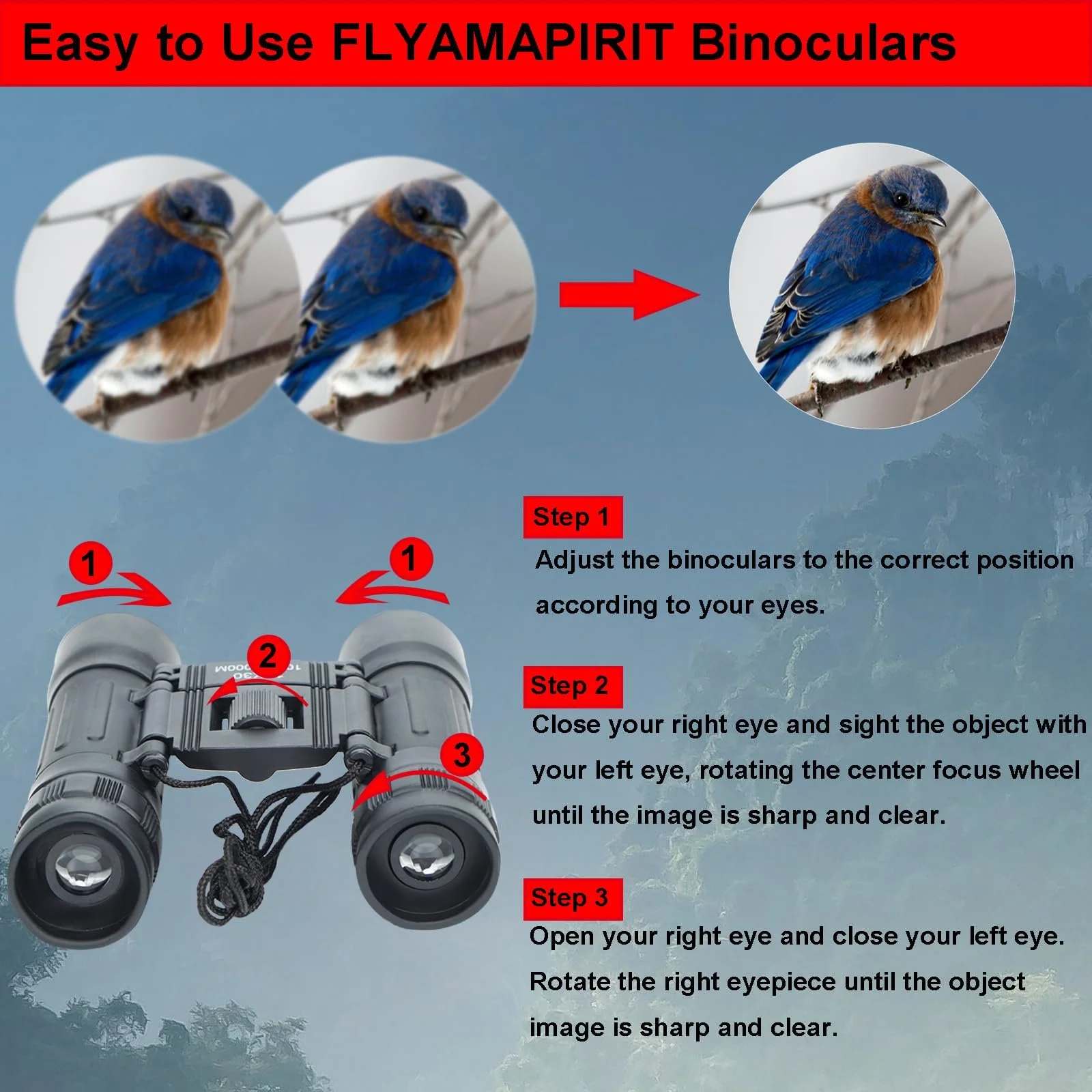 Міні-бінокль FLYAMAPIRIT 12 x 30 HD Складаний, фото №4