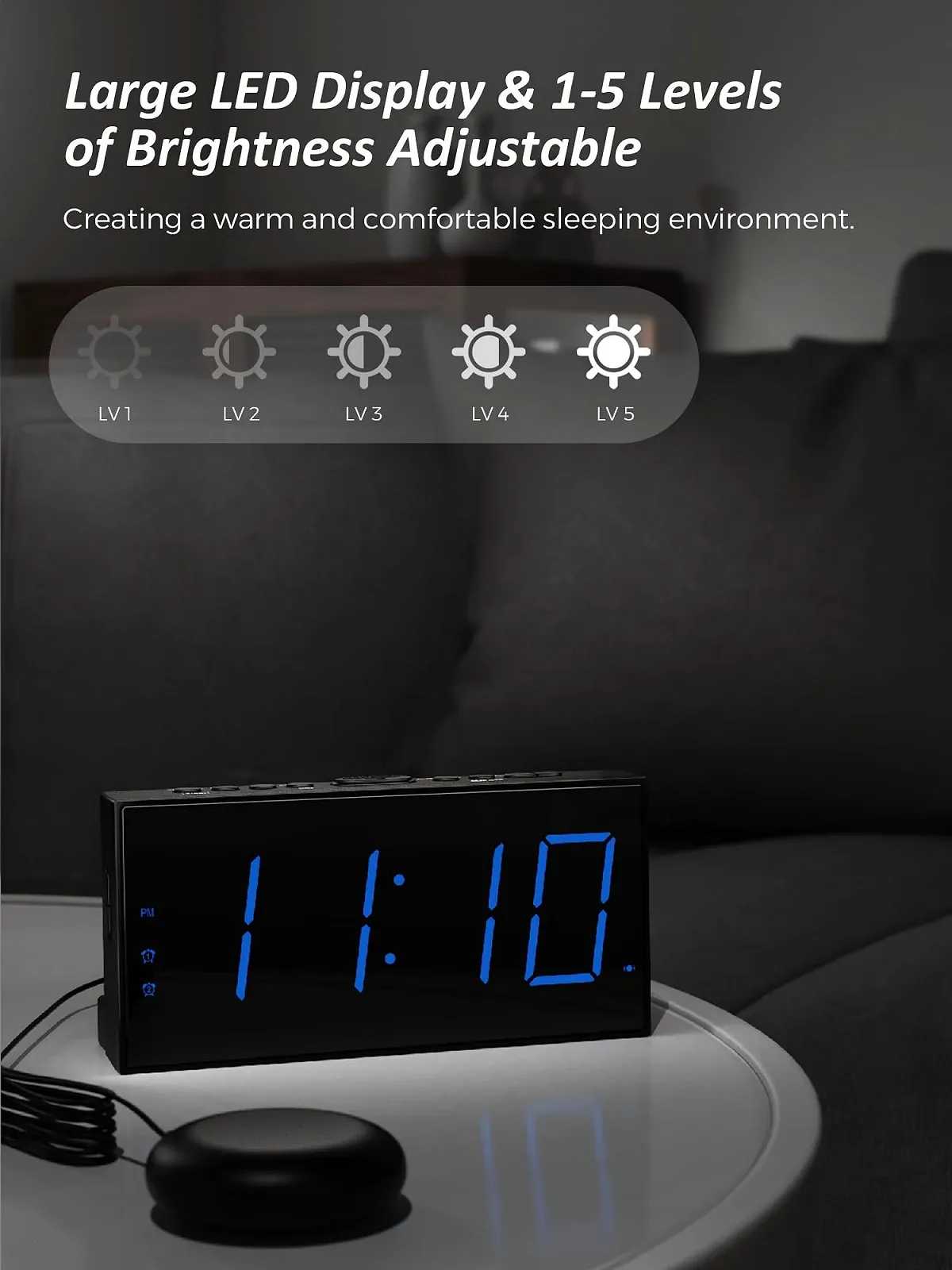 Очень громкий будильник с вибратором для кровати, вибрирующий будильник для тех, кто крепко спит, подростков с нарушениями слуха, двойной будильник, большой дисплей, USB-зарядное устройство, диммер, повтор сигнала, фото №4 Очень громкий будильник с вибратором для кровати, вибрирующий будильник для тех, кто крепко спит, подростков с нарушениями слуха, двойной будильник, большой дисплей, USB-зарядное устройство, диммер, повтор сигнала, фото №4