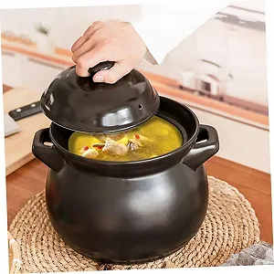 Мини-горшок керамический термостойкий антипригарный черный synthetic.ua - Фото 1