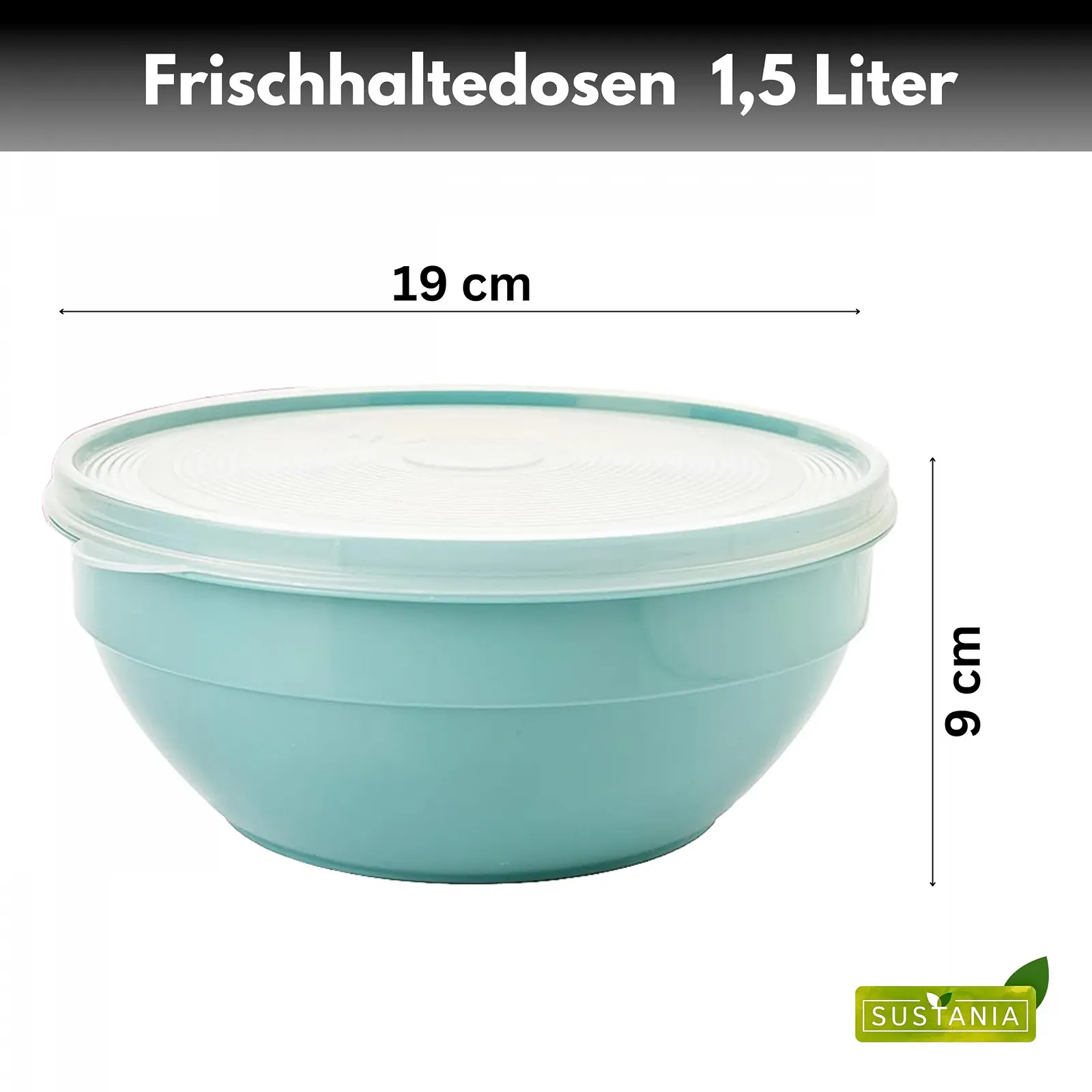 Миски с крышкой SUSTANIA 1.5 L Набор 6 шт Пластик BPA-free Светло-серый, пастельный розовый, пастельный зеленый, фото №2