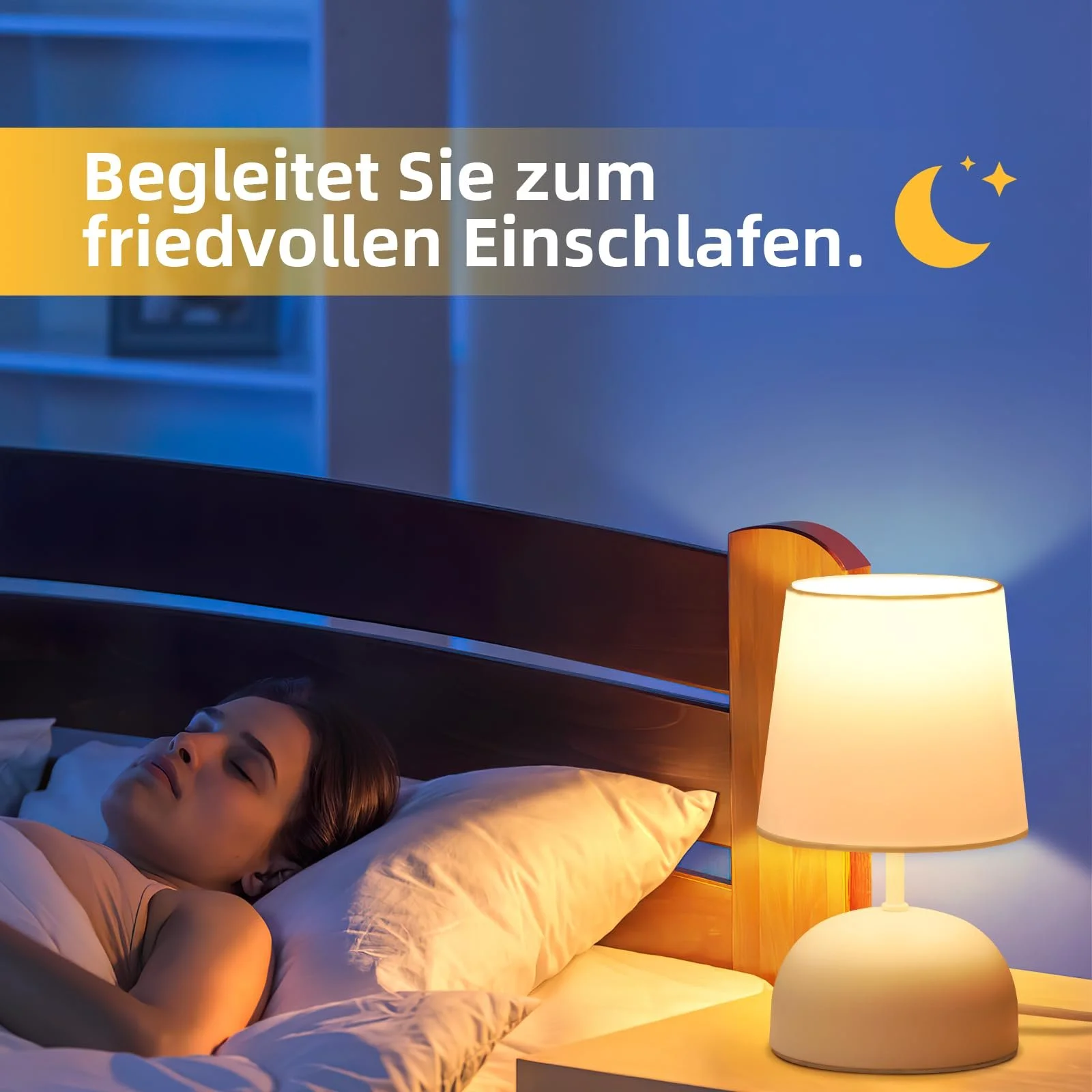 Настільна лампа ZMH Набір з 2 шт. Тканина Біла., фото №6