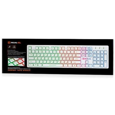 Клавиатура REAL-EL 7070 Comfort Backlit, white, фото №2