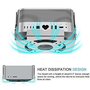 Подставка для ноутбука JEMACHE с охлаждением для Mac Studio M2 M1 Max, Ultra с отверстием VESA, серебристый synthetic.ua - Фото 1